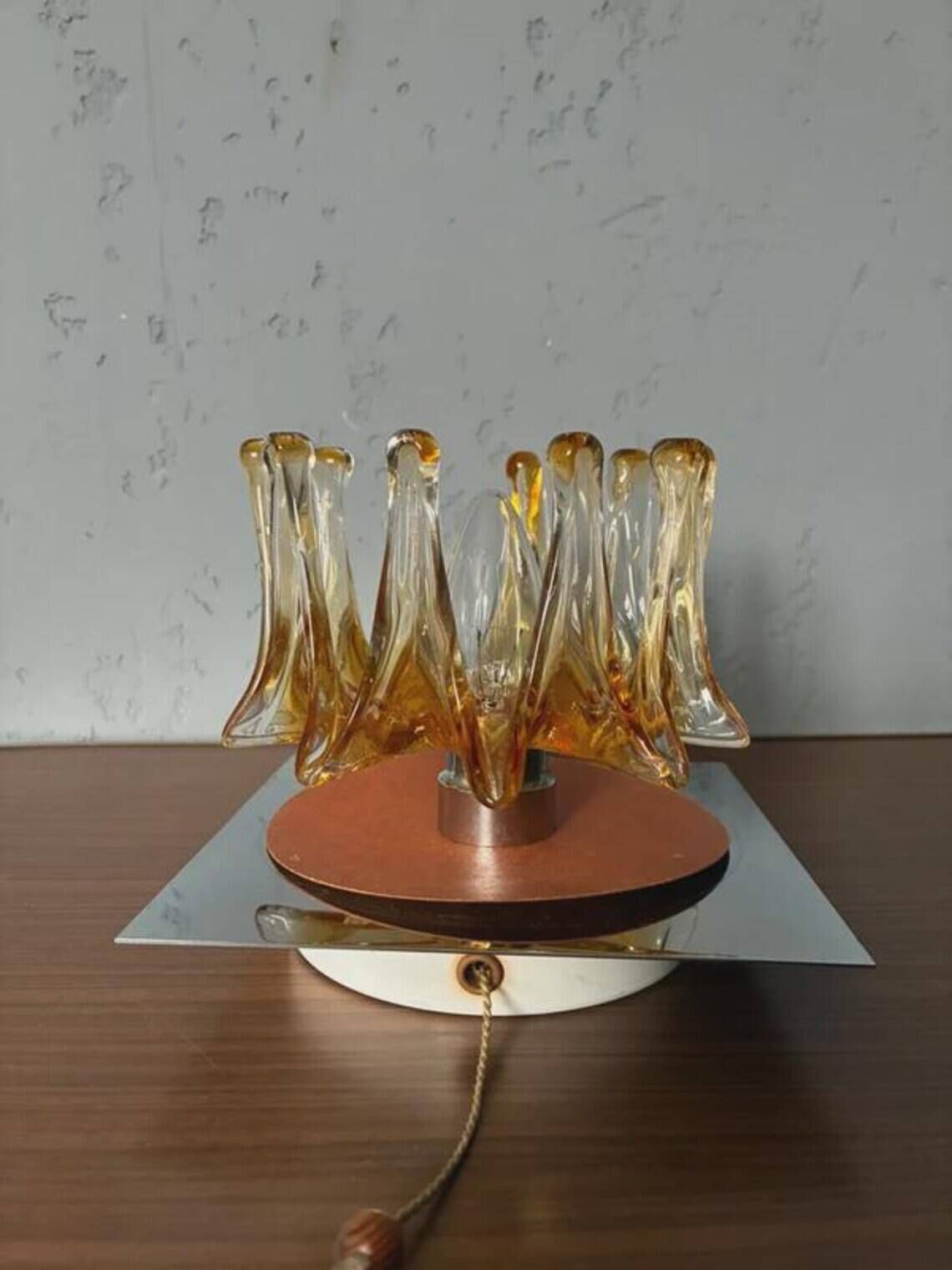 Solken Leuchten wall lamp, amber Murano glass, 1970s