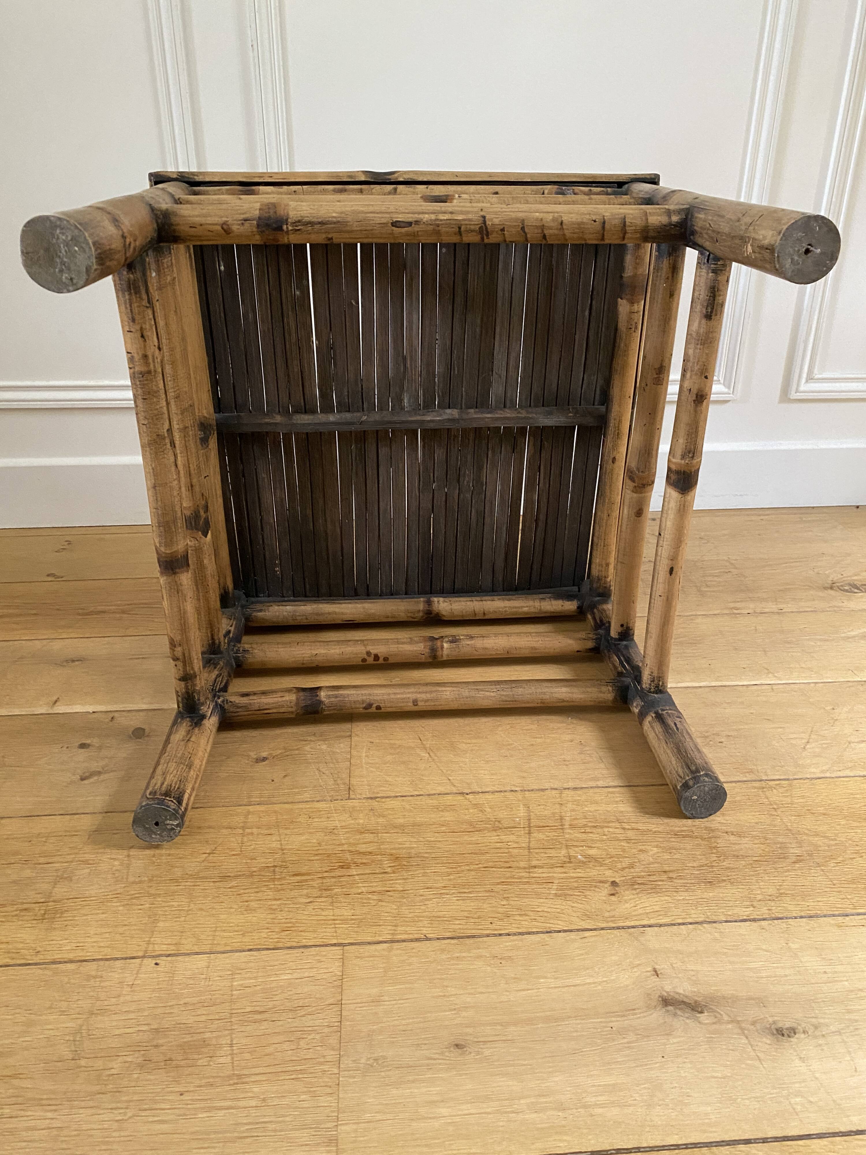 Vintage square bamboo coffee table, H. 38cm W. 47cm D. 47cm