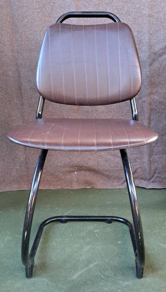 Metal and imitation leather sled-style office chair, 1970s
