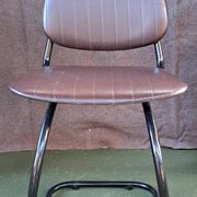 Metal and imitation leather sled-style office chair, 1970s
