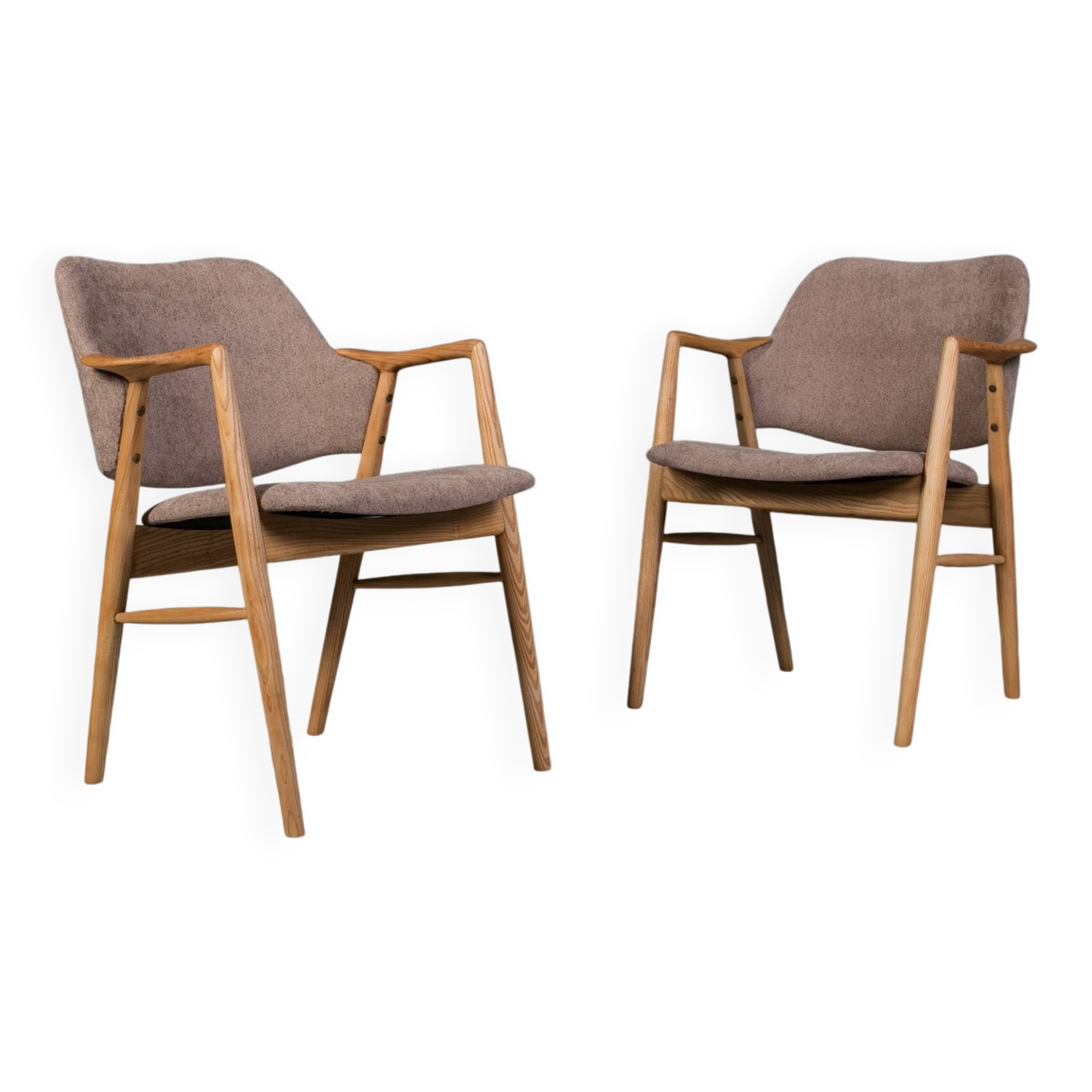 Designer Scandinavian Ash Wood Armchairs