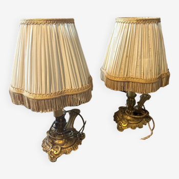 Pair of bronze lamps