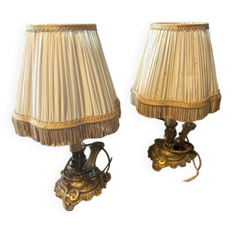 Pair of bronze lamps