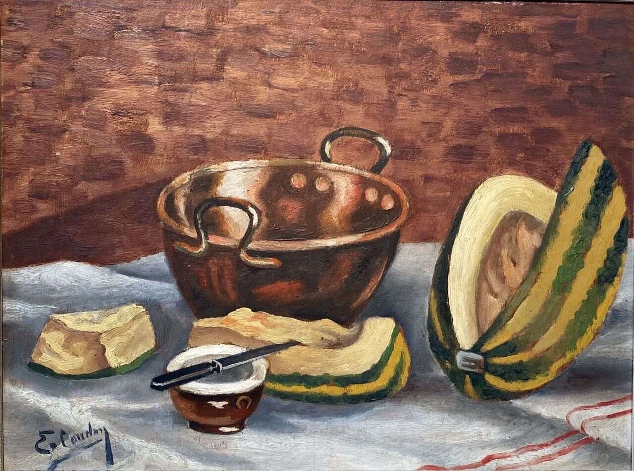 Painting Still Life with Watermelon Mid XX Century