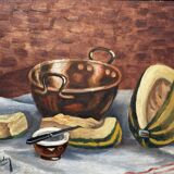 Tableau Nature morte à la pastèque milieu XX siècle