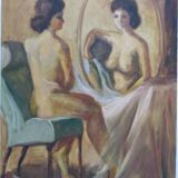 Portrait de femme, peinture à l'huile du XXe siècle
