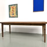 Beech farmhouse table, tapered legs, France, 1970s