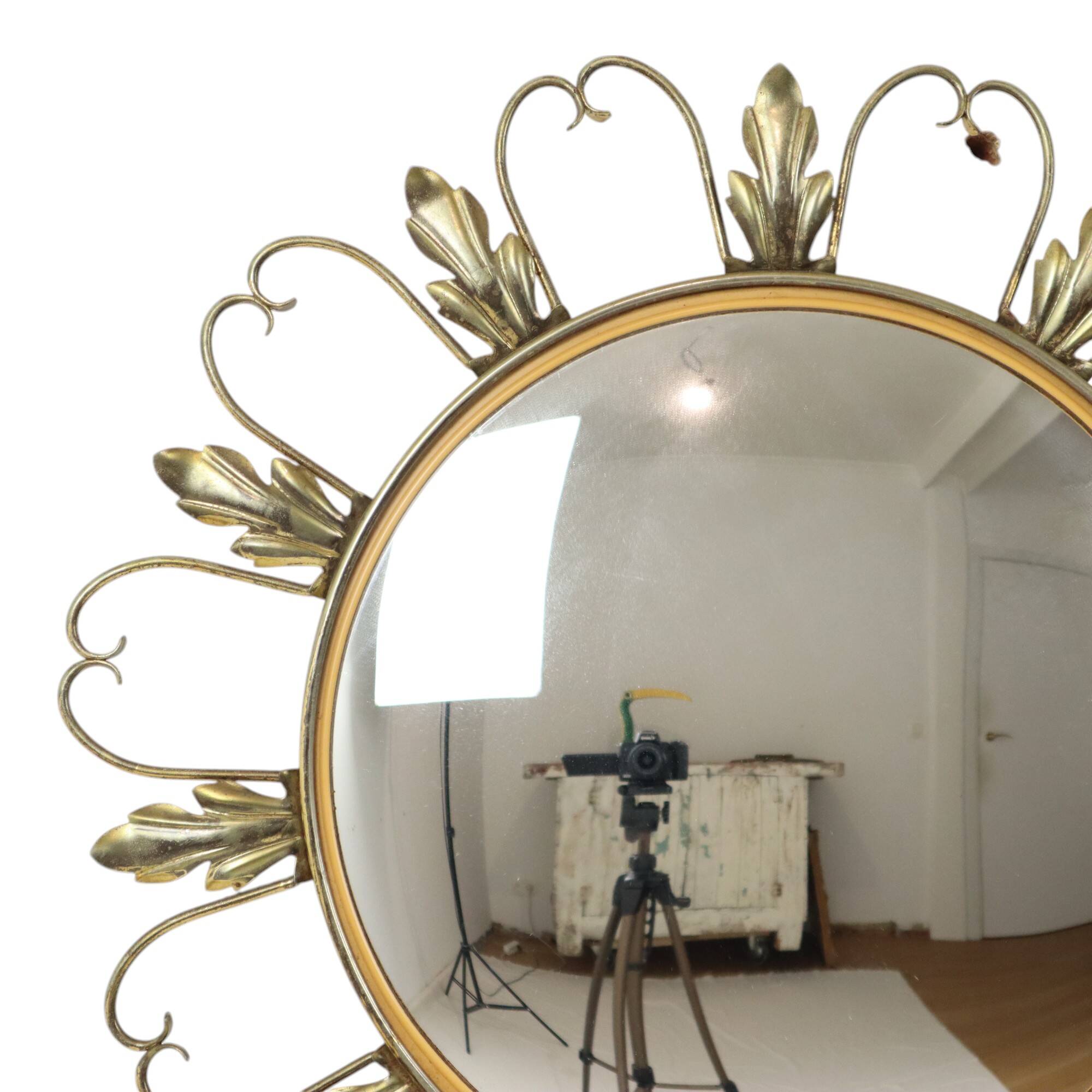 Vintage Fish Eye Convex Mirror Sunburst Witch Mirror Deknudt 46cm