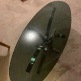 Oval coffee table design Circa glass and chrome 1970s