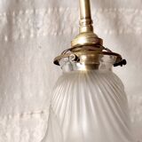 Art Deco wall sconce in porcelain, brass and crystal - early 20th century