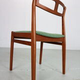 Ensemble moderne scandinave de 5 chaises de salle à manger en teck et vert