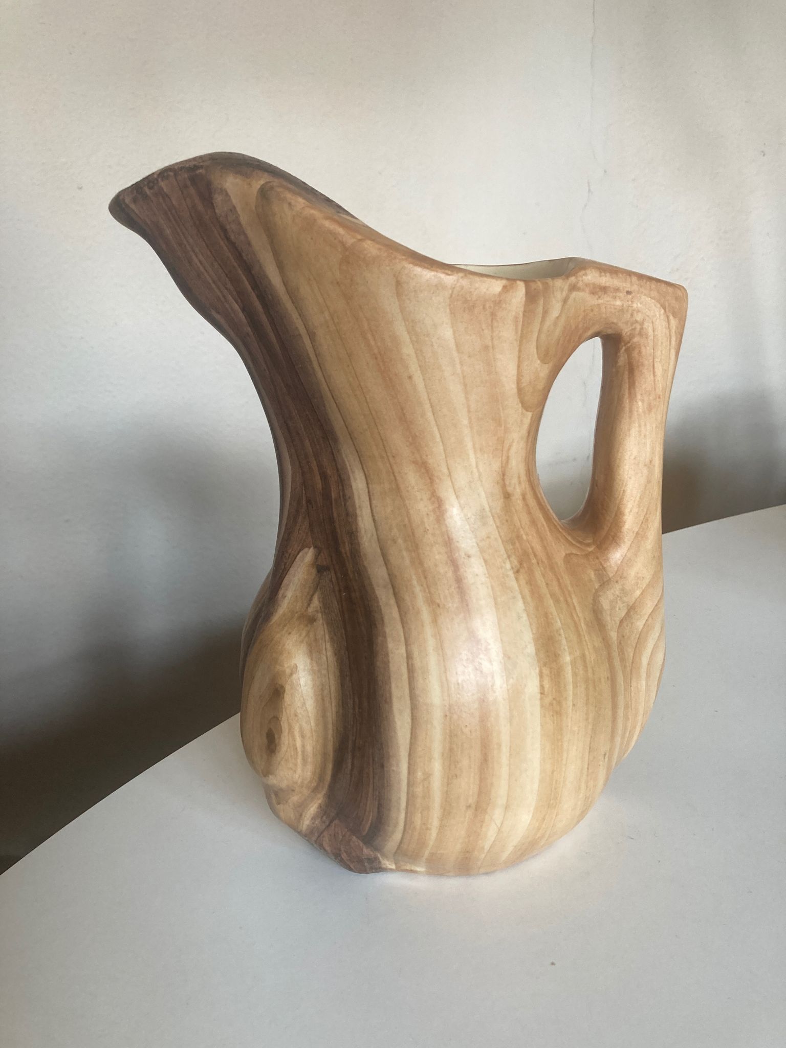 Ceramic vase mid century Grandjean in Vallauris faux bois 1960