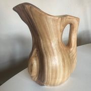 Ceramic vase mid century Grandjean in Vallauris faux bois 1960