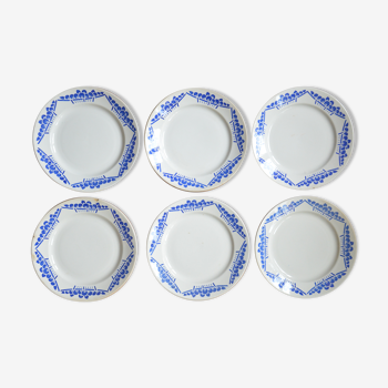 Lot de 6 assiettes à dessert Lunéville K&G, collection Marcel