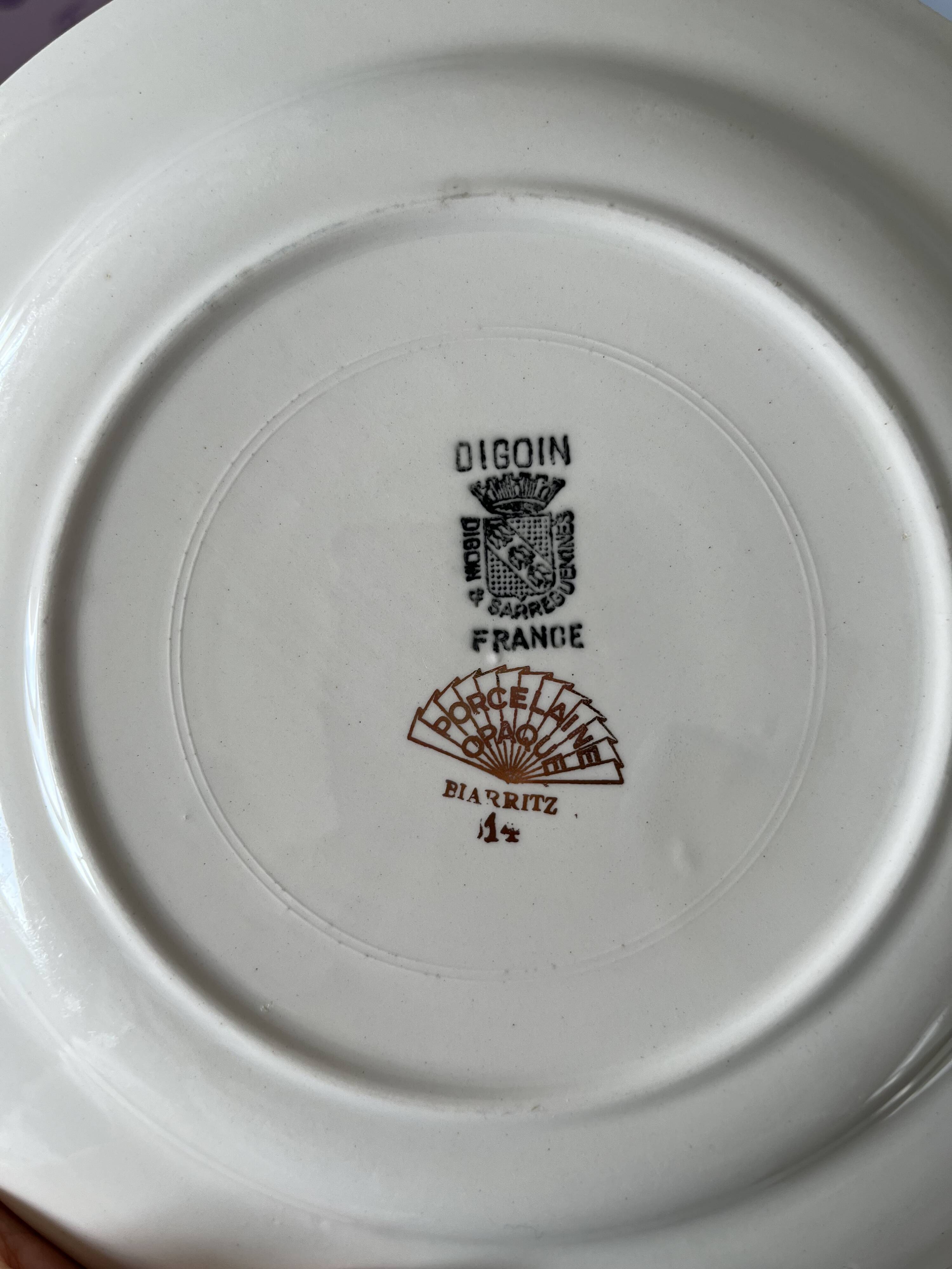 9 assiettes Digoin service Biarritz