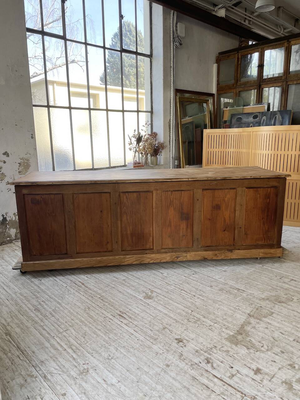 XXL solid oak counter sideboard