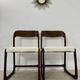 Set of 2 Baumann sled chairs in wood and terry fabric, 60s design