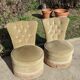 Duo de fauteuils crapauds capitonnés vert vintage