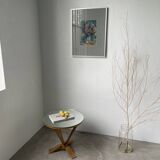 Art deco mirror pedestal table in walnut 1930