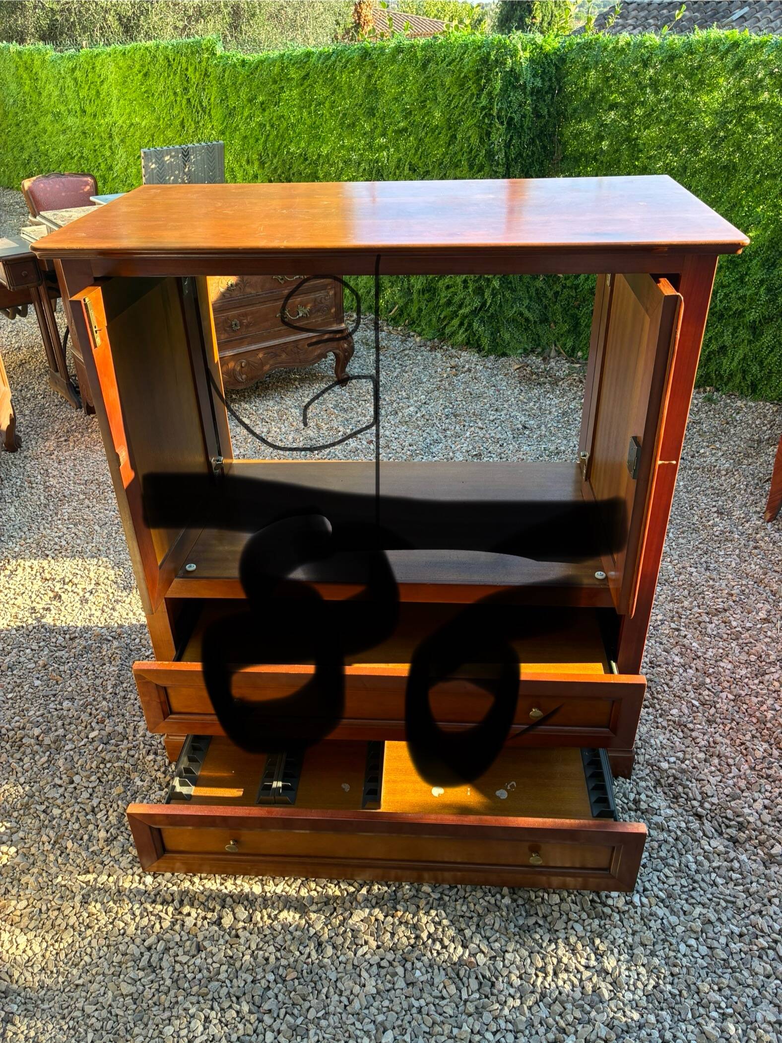 Wooden TV cabinet with drawers