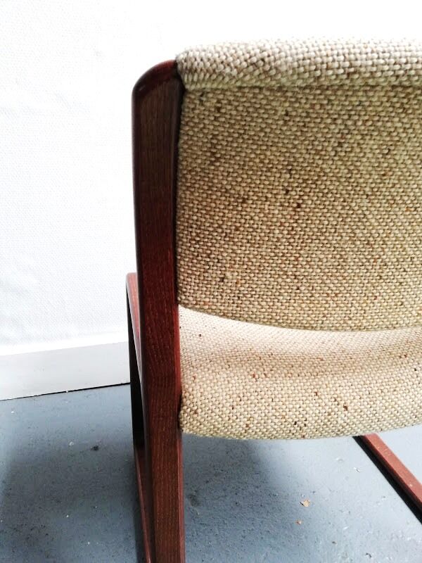 Set of 3 Strafor armchairs wool and wood