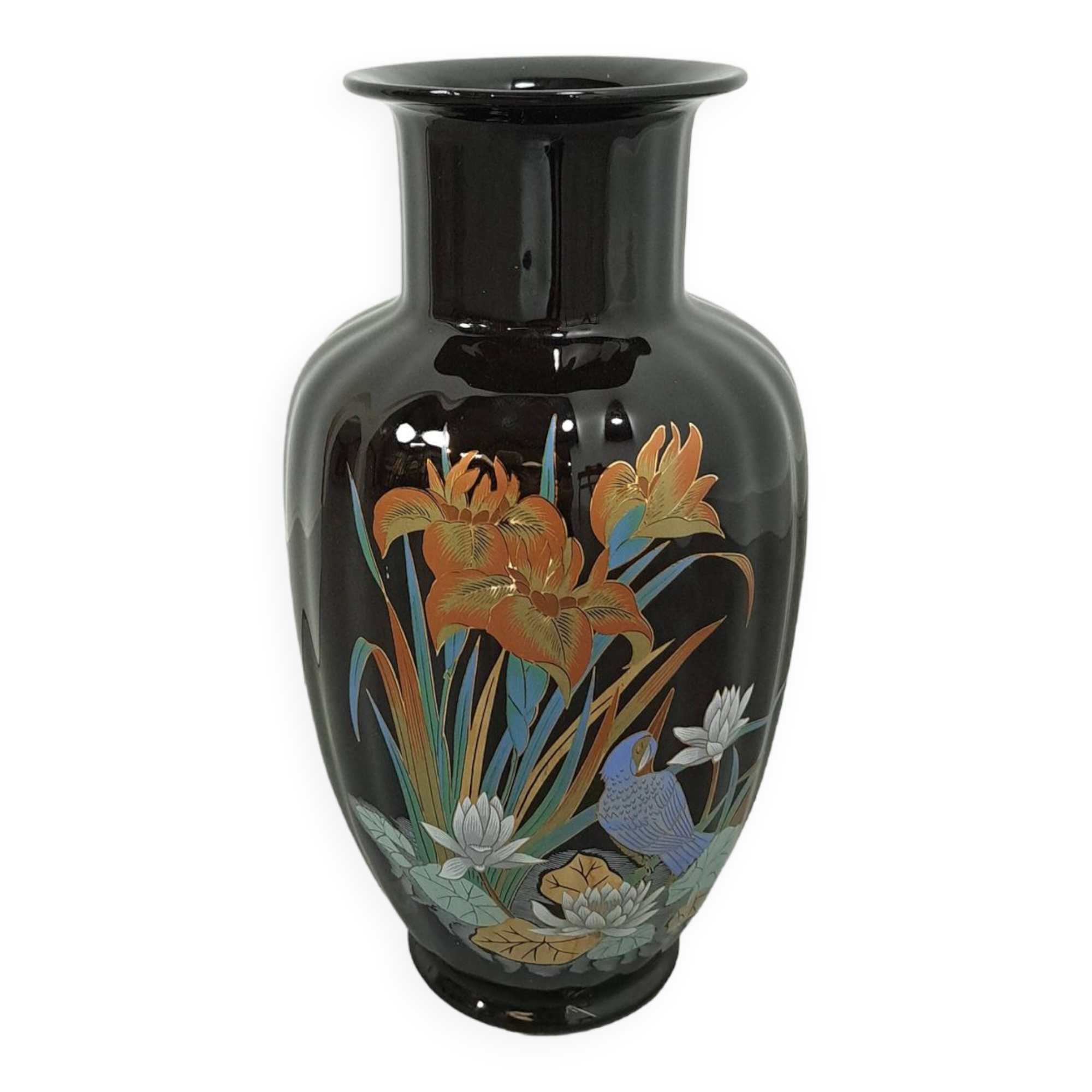 Vase vintage en porcelaine noire.