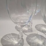 Set of 6 Faceted Balloon Glasses with Engraved St Louis Crystal Cut Feet
