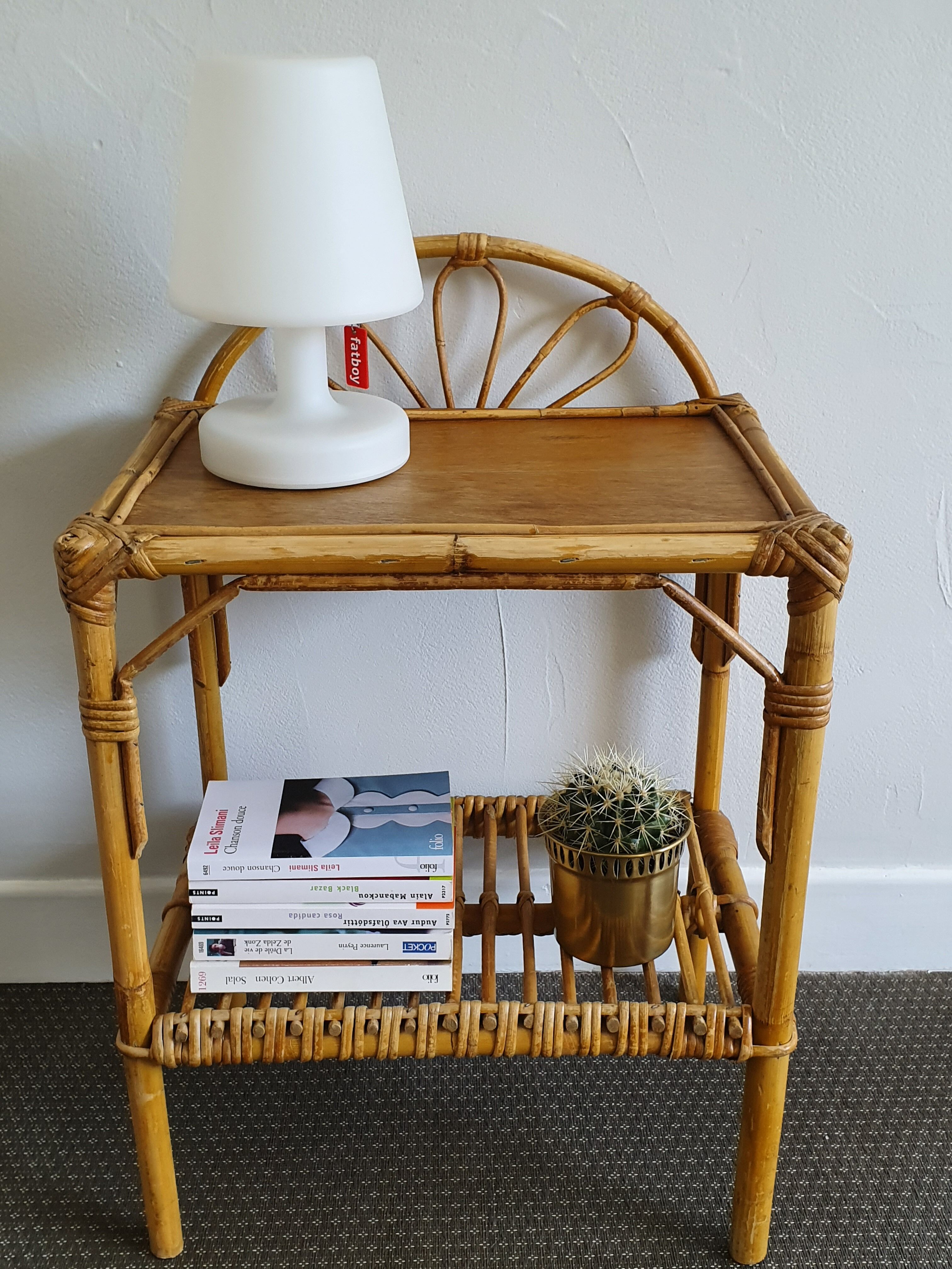 Vintage rattan bedside table