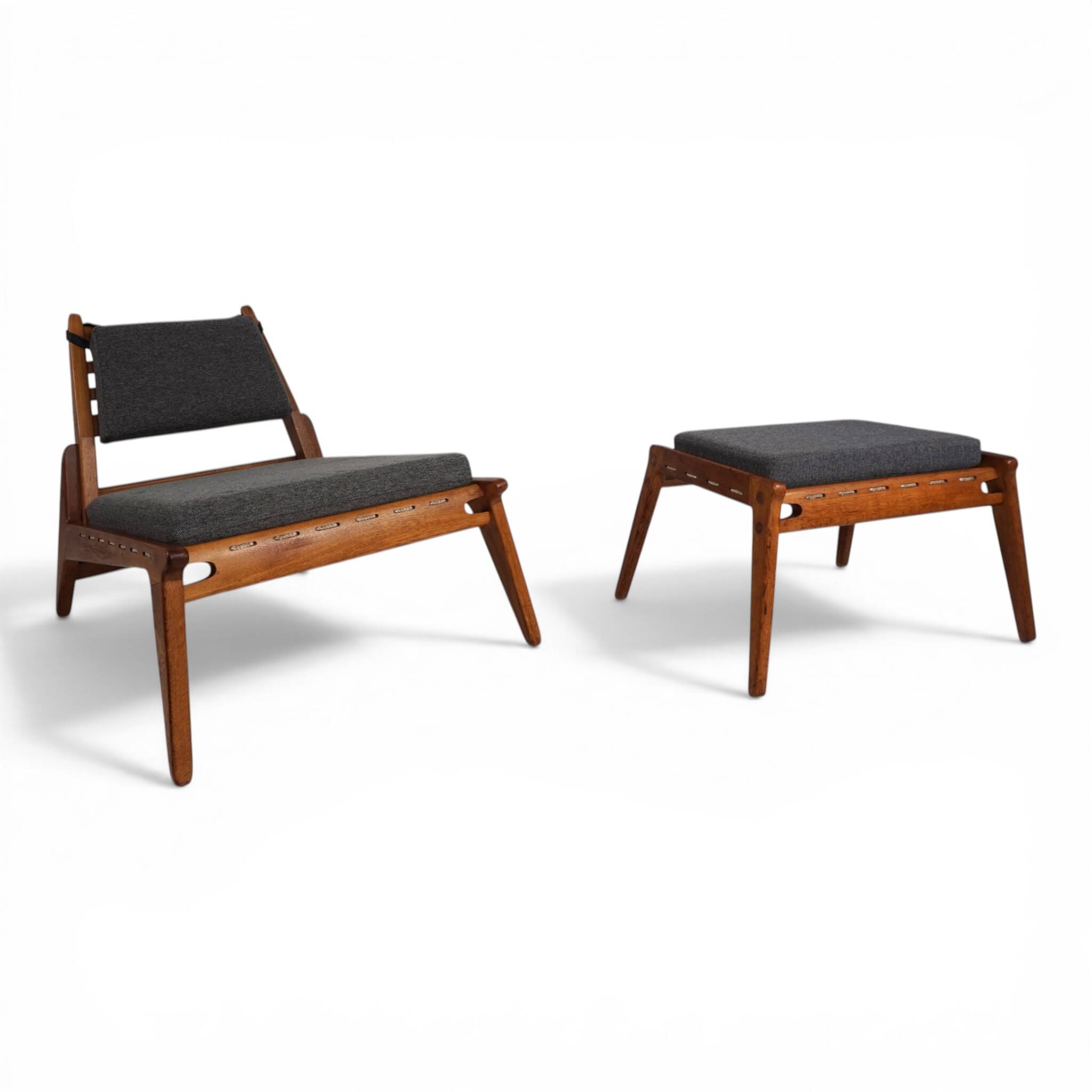 Hunting Chair lounge chair with ottoman by Heinz Heger for PGH Erzgebirgisc