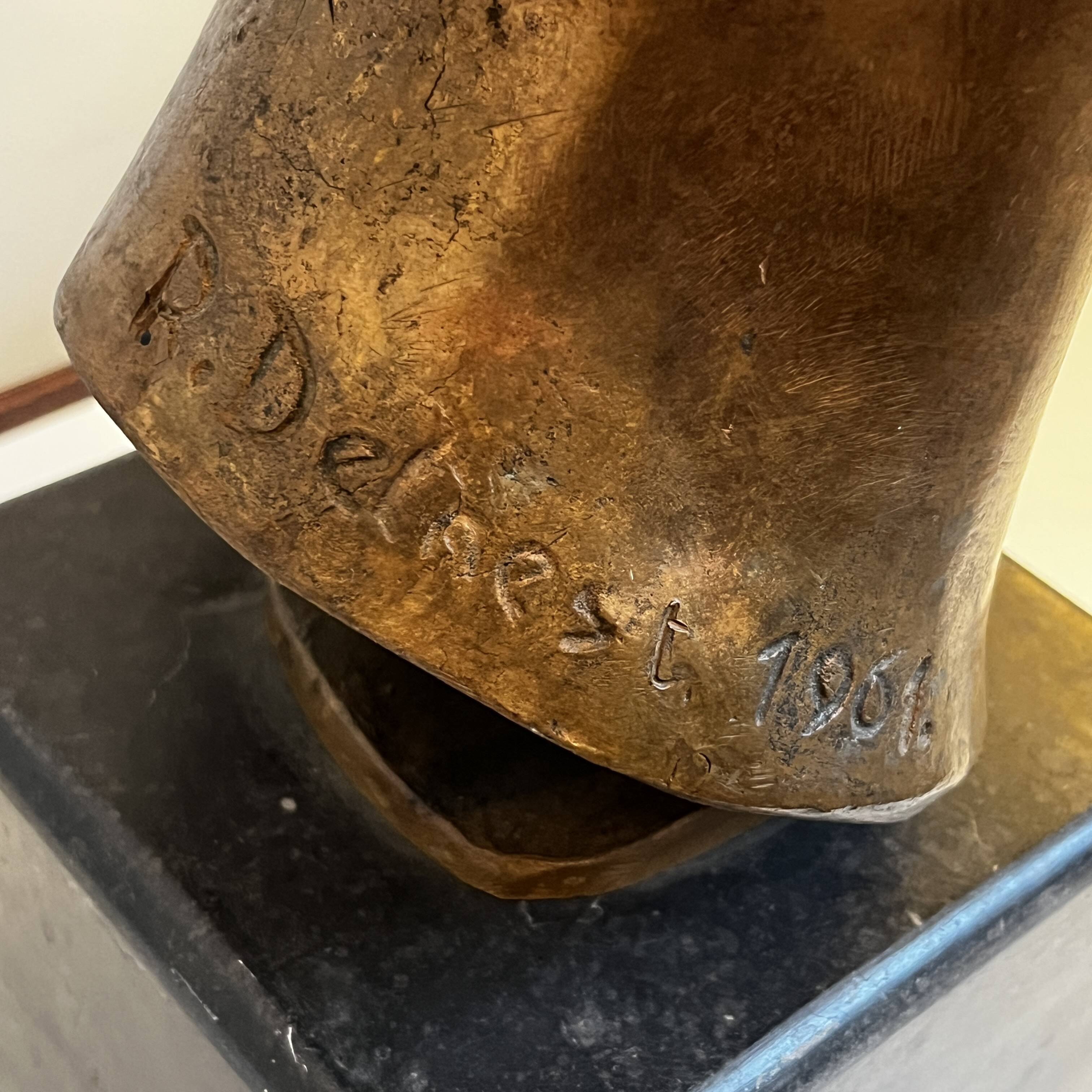Sculpture portrait / bust, 'woman's face', robert delnest, bronze 1961