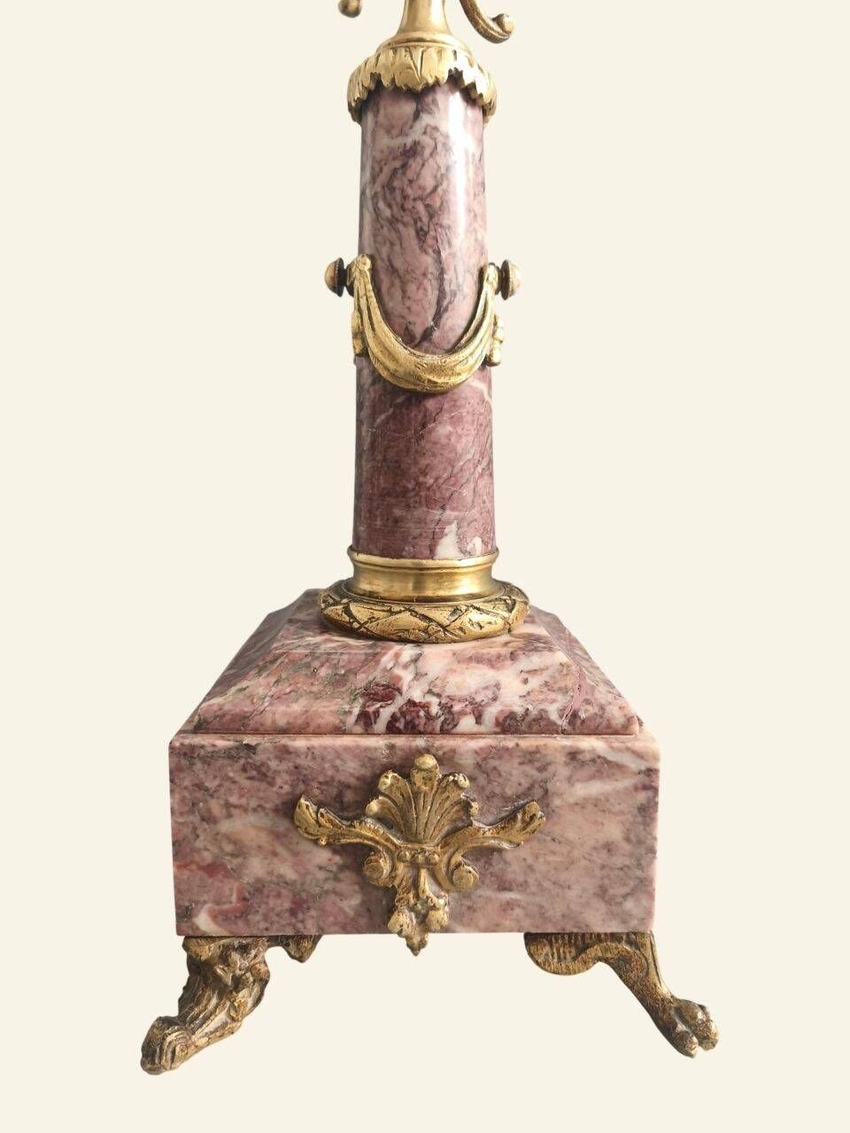 Pair of table candelabra in marble and bronze, Napoleon III style.