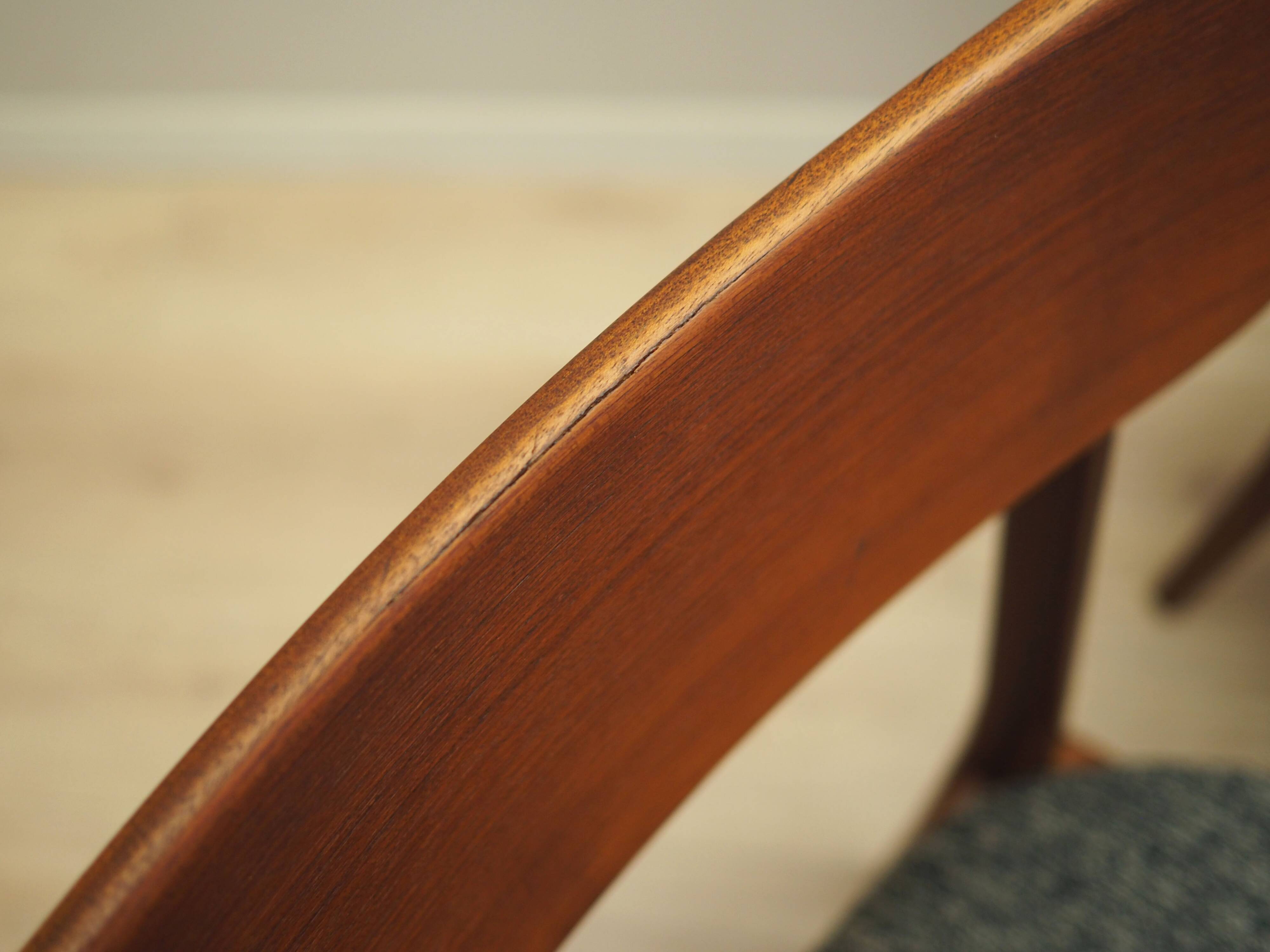 Set of four teak chairs, Danish design, 1970s, production: Denmark