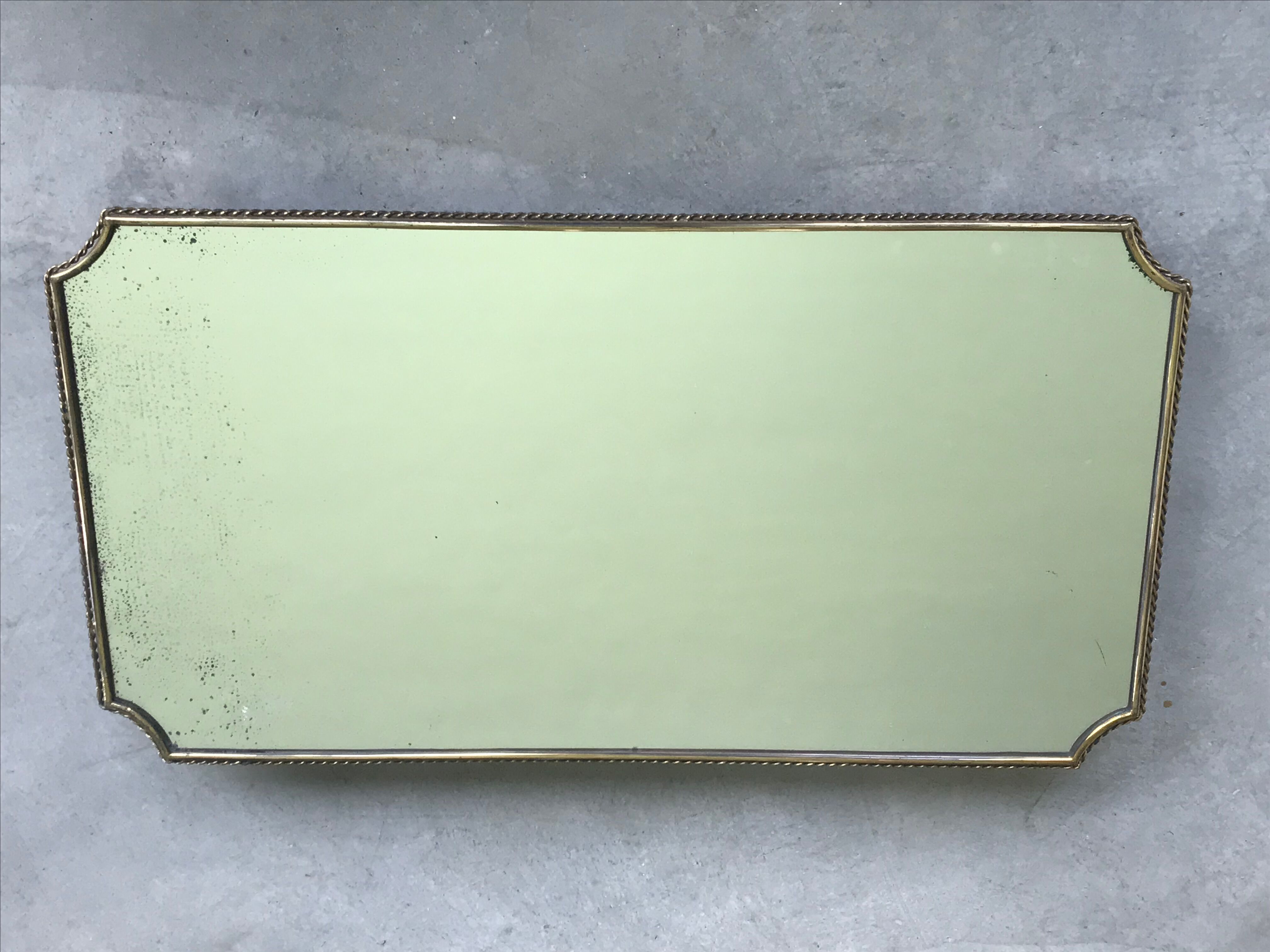 Italian brass mirror from the 50s 77x42cm