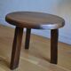 Table basse tripode brutaliste chêne massif 1960