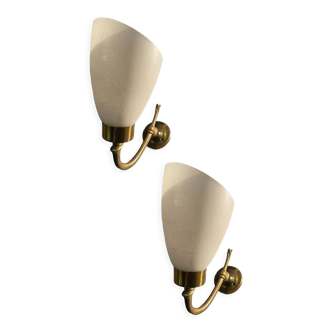 Vintage opaline glass sconces, 1960s