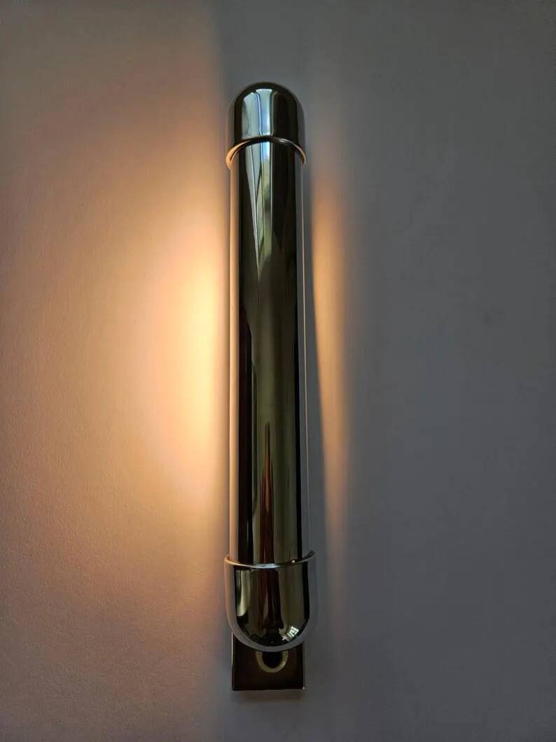 Rare Bauhaus, Art Deco, Functionalism never used Chrome Wall Lamp, 1930s