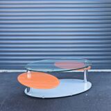 Antoine Motard designer swivel tempered glass coffee table