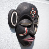African ceramic mask Chokwe mwana pwo, pottery, wall decoration, signed mask, collection, 50's