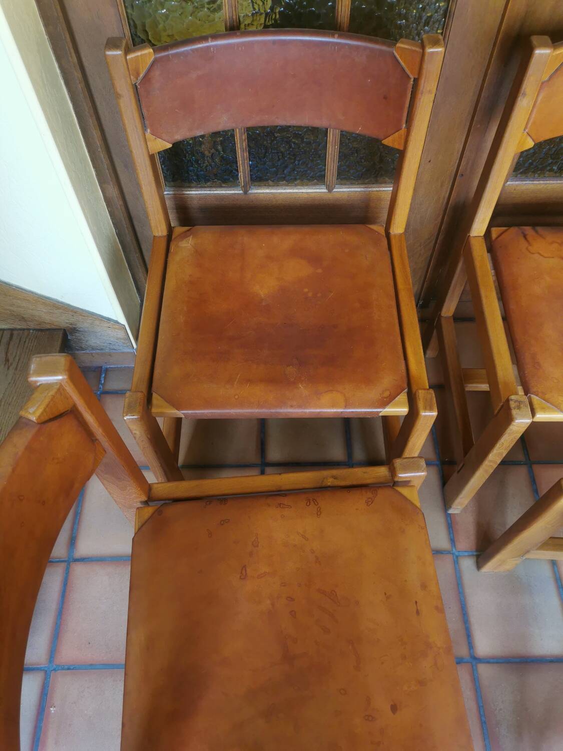 Regain elm and leather chairs