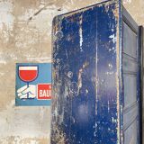 Commercial bank weathered wood panel.