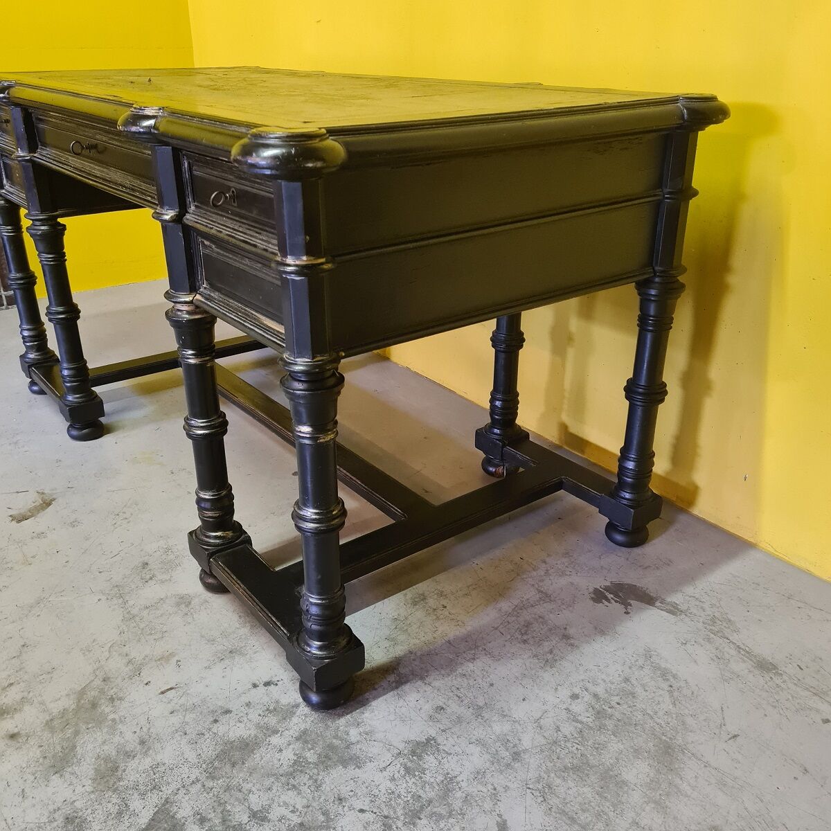 Antique French Ebonized Walnut Desk, from the 1800s.