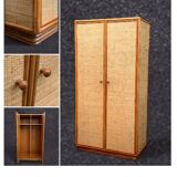 Vintage rattan and woven wicker wardrobe 1970s