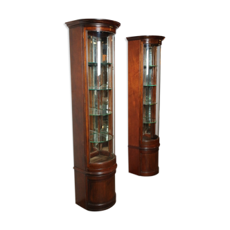 Set of 2 antique display cabinets