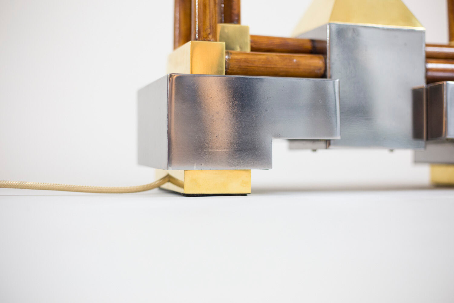 Bamboo, gilded and silver brass lamp foot, 1970s