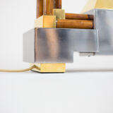 Pied de lampe en bambou, laiton doré et argenté, années 1970