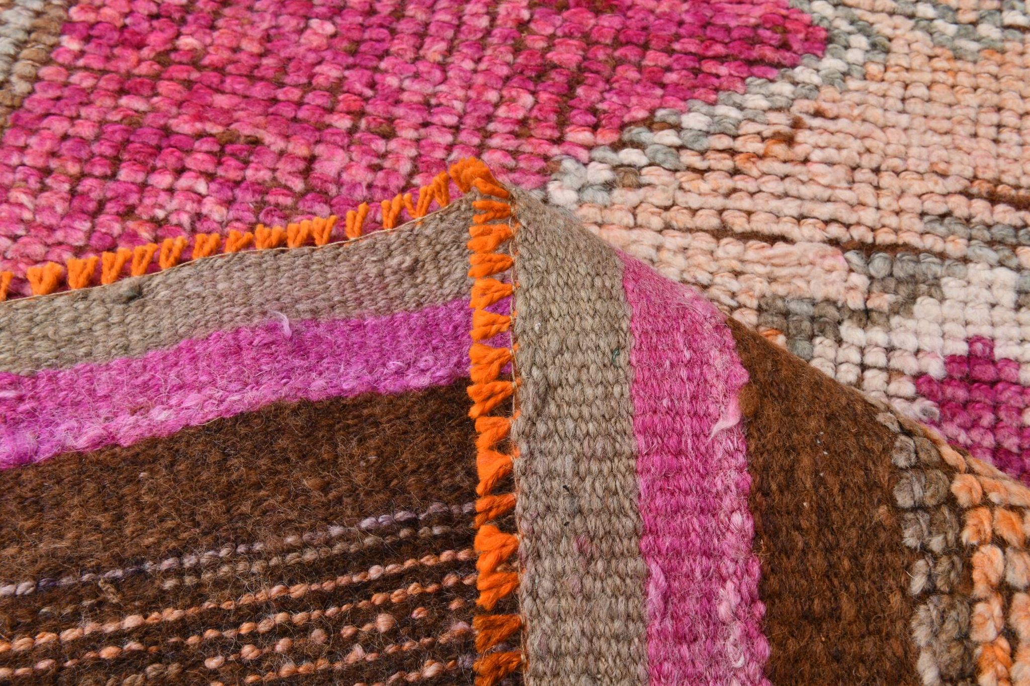 3x11 Vintage Pink & Brown Turkish Runner Rug, 87x339Cm