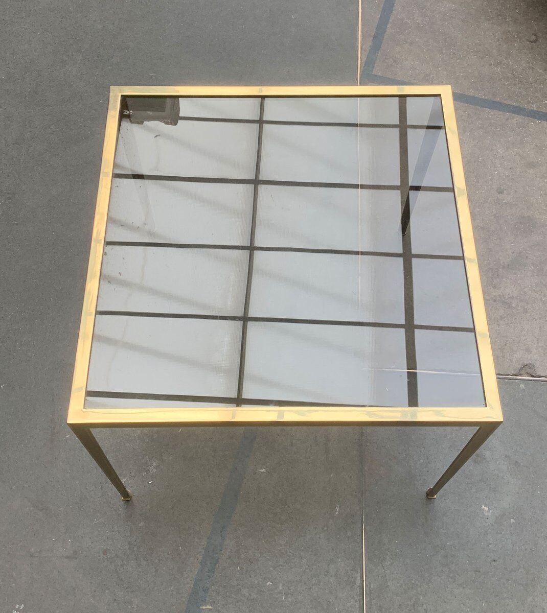 Brass and Glass Side Table in Hollywood Regency German Mid-Century Style by Vereinigte Werkstätten, 1960s