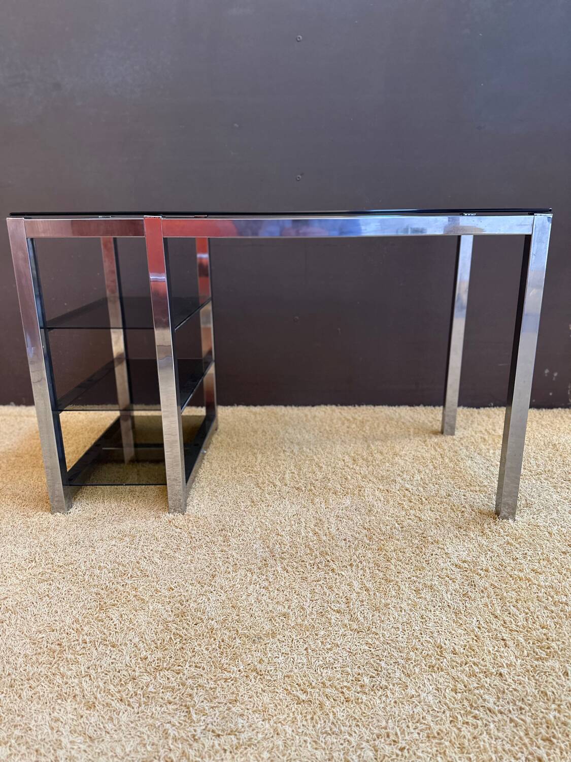 Metal and smoked glass desk