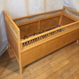 Wooden and rattan  baby bed