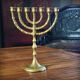 Bronze menorah, 7-branched chandelier, Israel, 1960s
